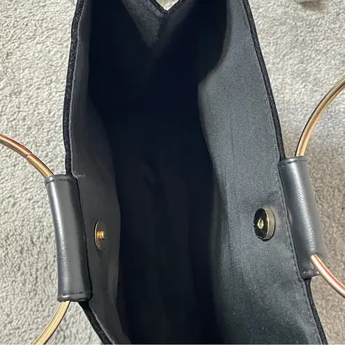 Carolina Herrera Good Girl Black Velvet Bag with Gold Hoop Handle