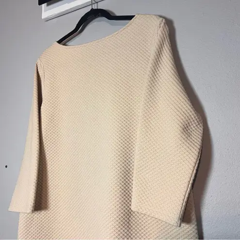 Coldwater Creek  Textured Pullover Sweatshirt Cream Waffle Size XL Patch Pockets