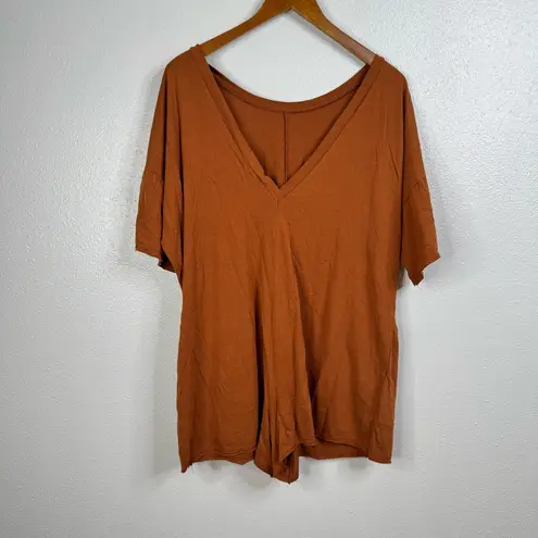 Bucket List Rust Short Sleeve Oversized Romper Orange Size M