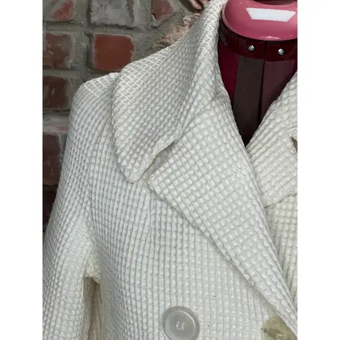 Blazer double breasted waffle knit cream 1950s oversized collar Size 8