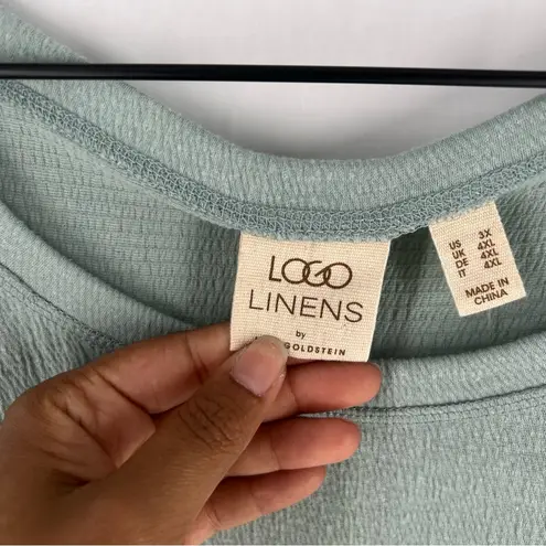 LOGO By Lori Goldstein LOGO Linens Lori Goldstein Sleeveless Aqua Teal Midi Dress Lace Hem Flowy 3X