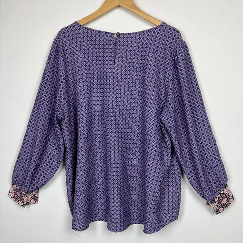 Loft Ann Taylor  Plus Mixed Eastern Print Pull On Blouse