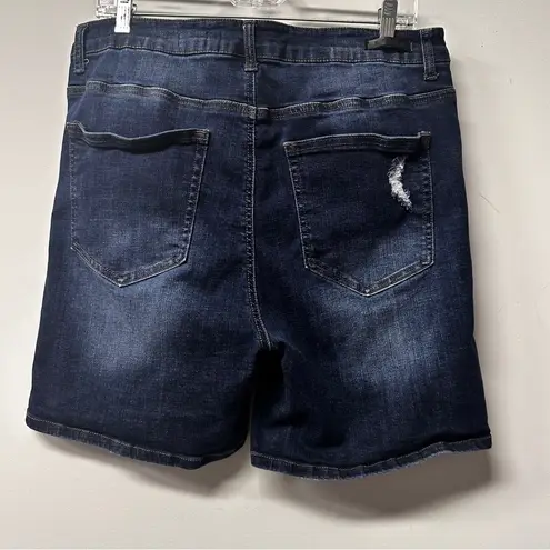 Risen Denim High Rise Shorts Bermuda Women Blue Jean Stretch Short 2X plus size