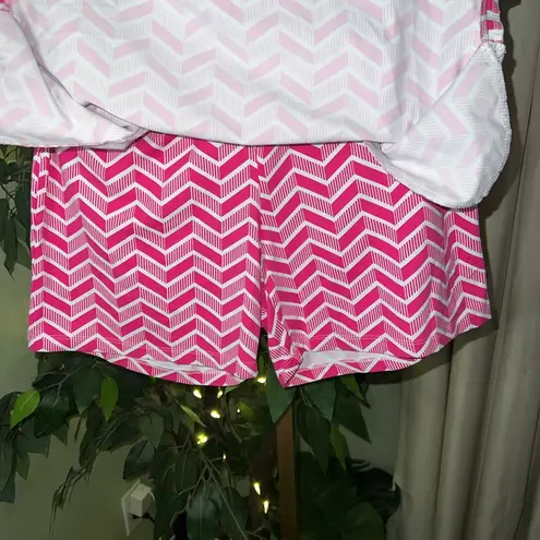 J. McLaughlin  Palm Springs Pink and White Chevron Catalina Cloth Skort Size Sm