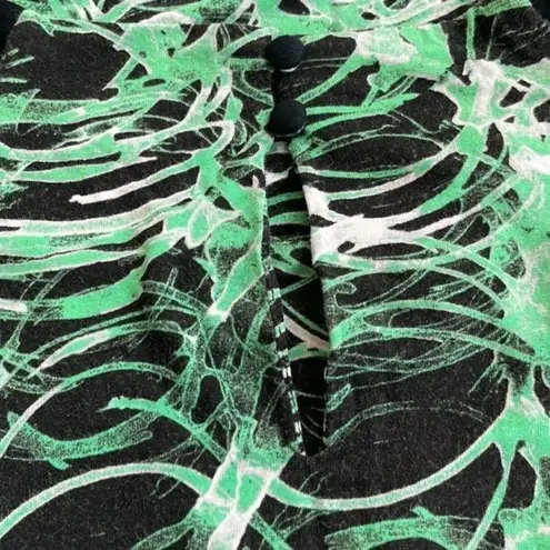 Kenar maxi sleeveless dress green/black abstract print rayon size XS preloved