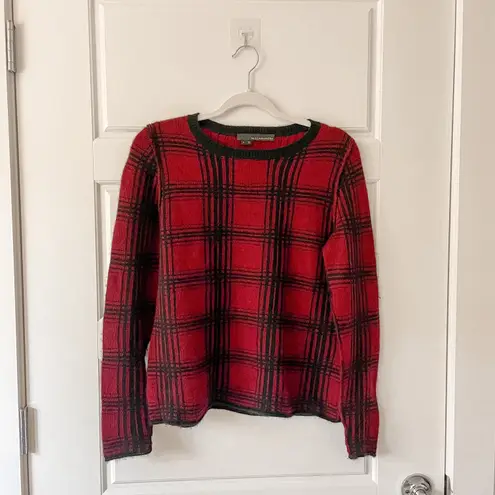 360 Cashmere PALOMA Pullover Sweater OXBLOOD Plaid