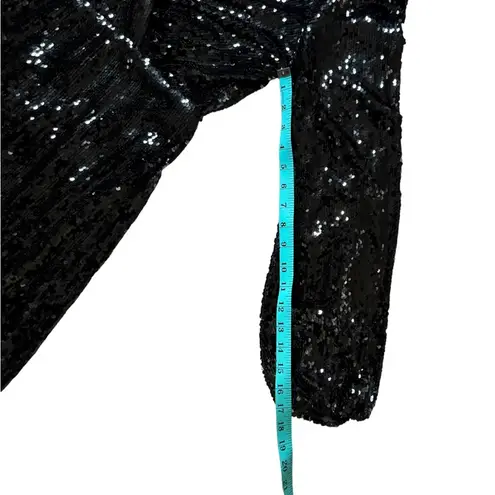 WAYF NEW Carrie Long Sleeve Sequin Minidress Small Black Party Sparkle