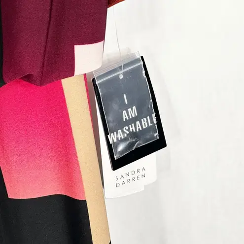 Sandra Darren Size 8 Dress Color Block Orange Pink Black Drape Sheath NWT 726 - Image 8