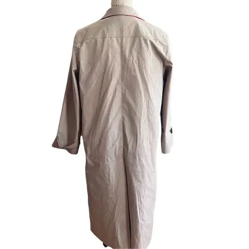 London Fog Vintage Tempo Europo by Tan with Red Lining Trench Rain Coat Size 8