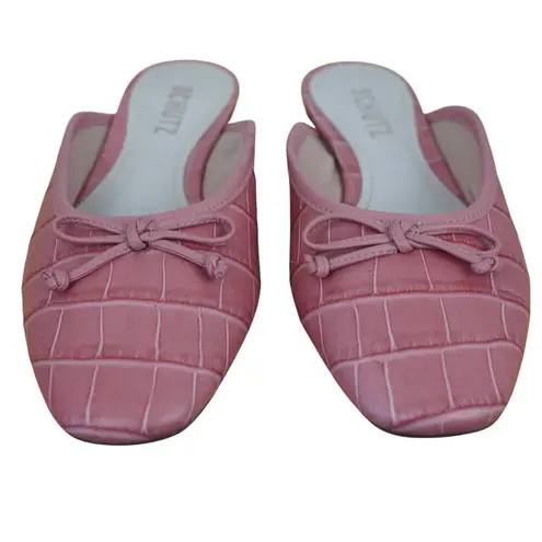 Schutz "Carlene" Rosa Croc Embossed Mule Ballet Flats Sz 6B