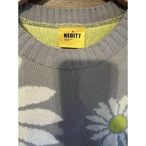 NEOITY Flower Knit Sweater Unisex One Size Mid Century Mod Stylers Harry Style Gray