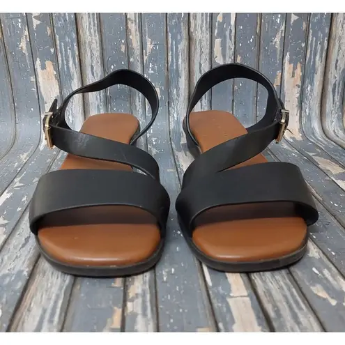 Alex Marie Black Leather Strappy Slingback Buckle Sandals Size 9 MINT Condition