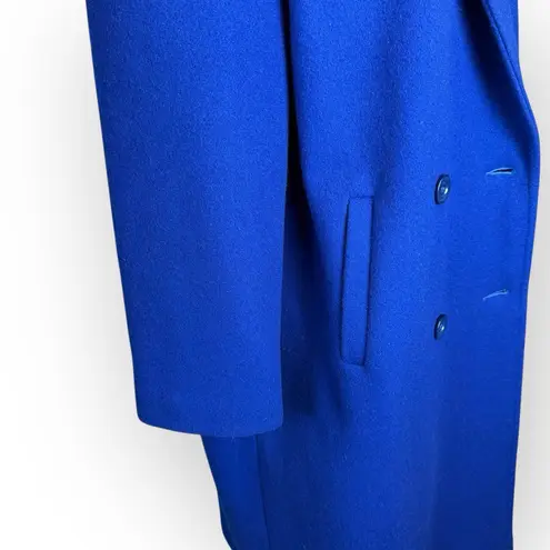 Vintage Blue 100% Wool Oversized Long Overcoat Size 7/8