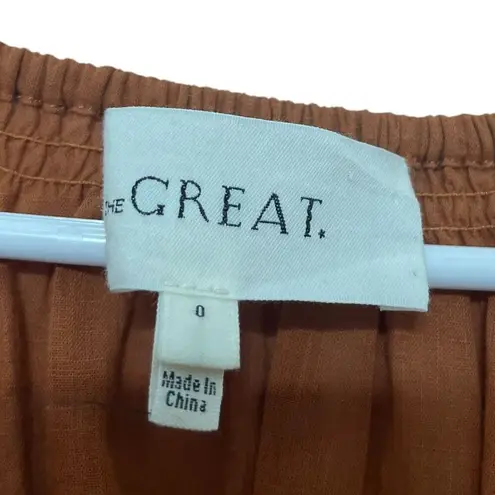 The Great Derby Embroidered Blouse Women’s Size 0 Brown Cider Puff Sleeve Floral