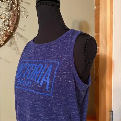Victoria Sport Size M Blue Relaxed Sleeveless Tank Top with cut out back.
