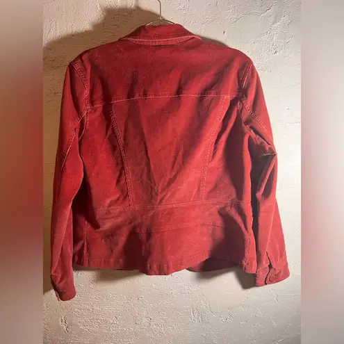 st. john's bay  Stretch Corduroy Jacket Burnt Orange button pockets gorpcore LG - Image 7