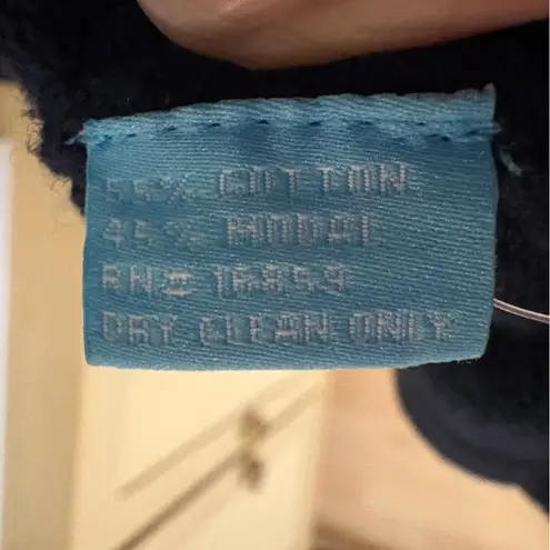 J. McLaughlin Navy Blue Knit Open Front Fringe Cuff Sleeves Cardigan Sweater