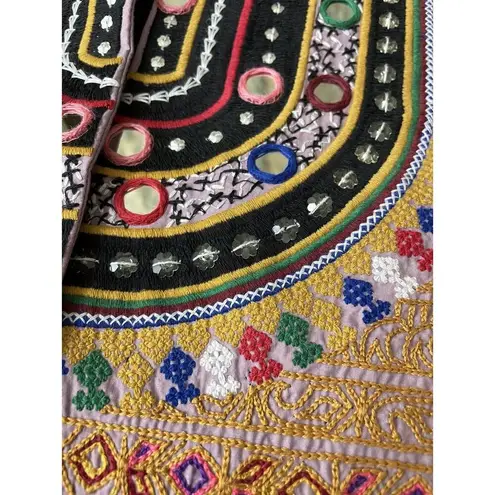 Souk Indigo Hand Embroidered Terracotta Open Front Jacket Size XL NWT Orange