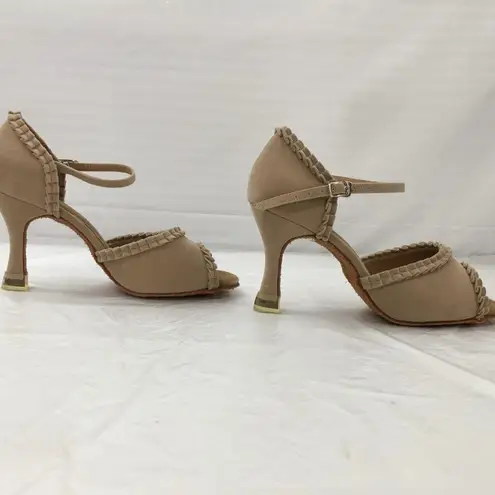 Women'sLight Tan Salsa Ballroom Dance Shoes Heel 2.5 and3 Very Fine SERA7001 8.5