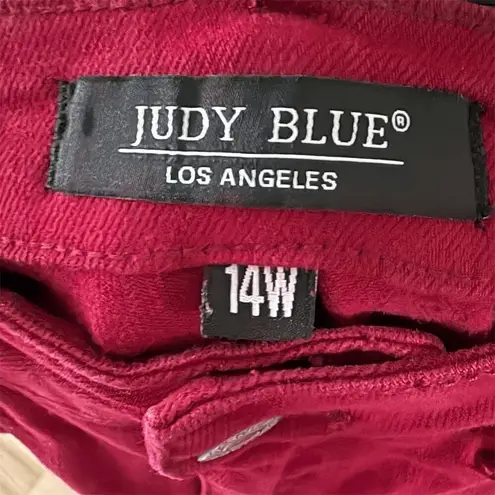 Judy Blue Women's Plus Size 14 W Red Skinny Ankle Jeans Stretch Fit