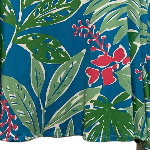 TABI FLORAL TROPICAL BLUE GREEN PINK STRETCHY BOHO BELL SLEEVE OPEN CROP CARDY L Size L