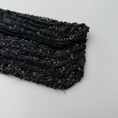 Vintage K. Gimbel Black Beaded Bag Pouch Evening Clutch Small Formal