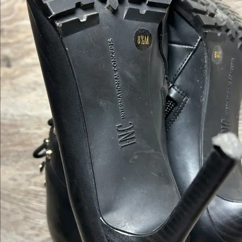 I.N.C Florita Lace Up/Zipper Black High Heel Ankle Boots Size 8.5