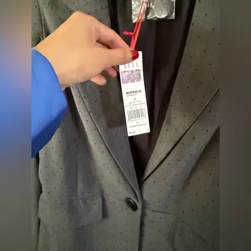 Elle Gray Polka Dot One Button Career Office Blazer Size 8 NWT