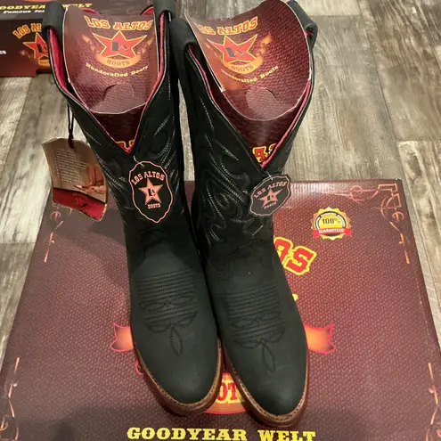 Los Altos Women’s Leather Black Cowboy Boots Size 6.5