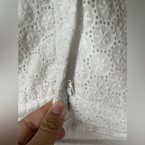 RED VALENTINO Cotton Lace Eyelet Wide Leg Pant Size US 6 White