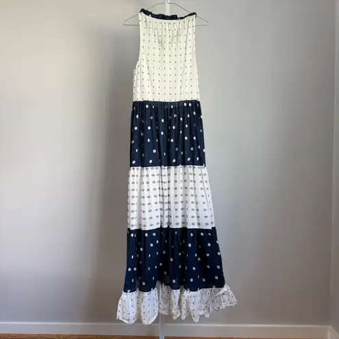 Tigerlily Hanini Maxi Dress polkadot cottagcore 4 White Blue Ruffle Tiered