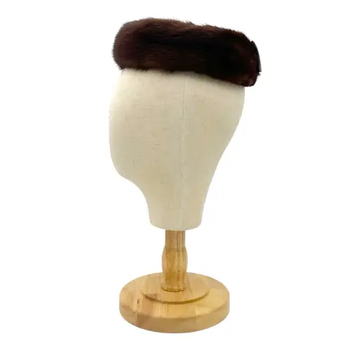 Vintage 1950s Anne’s San Carlos Mink Fur Pillbox Hat Brown Bow Detail Classic
