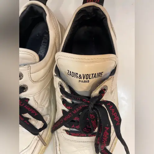 Zadig & Voltaire Women’s Blaze Stylish White Leather Sneakers Size 7.5 (38)