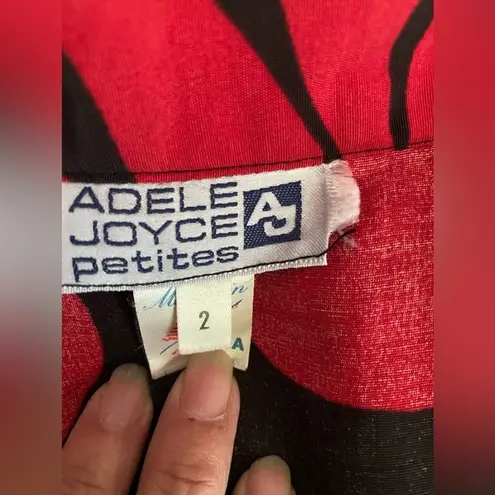 Adele Joyce Vintage Red And Black Floral Midi Pleated Skirt Petites Size 2