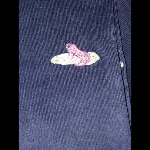 LilyPod Blue Corduroy‎ with Frogs on Lily Pad Embroidered Size 10