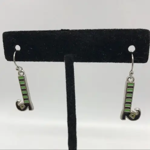 Halloween Witch Legs Earrings Jewelry Black Green