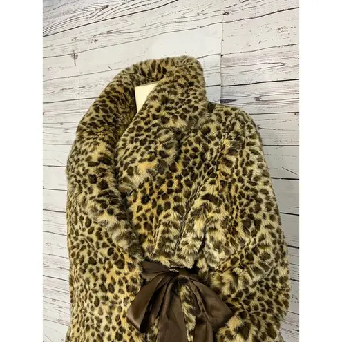 Nine West  Catty coat leopard faux print, large wrap ribbon closure size large