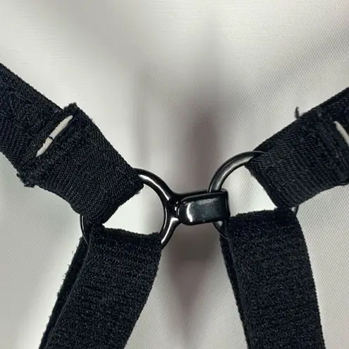 Ballys Women's Solid Adjustable Strap Back Hook Sports Bra Black Size Large