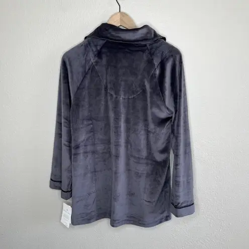 Eileen West Charcoal Gray Velvet Short Zip Robe Size S/M Sleepwear