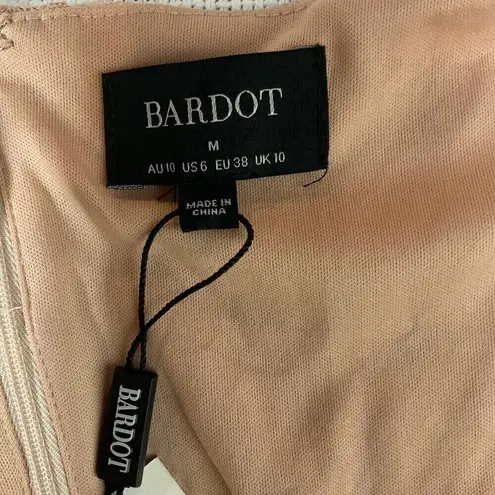 Bardot Revolve Adoni Lace Midi Dress Size 6 Beige Long Sleeve Cocktail NWT