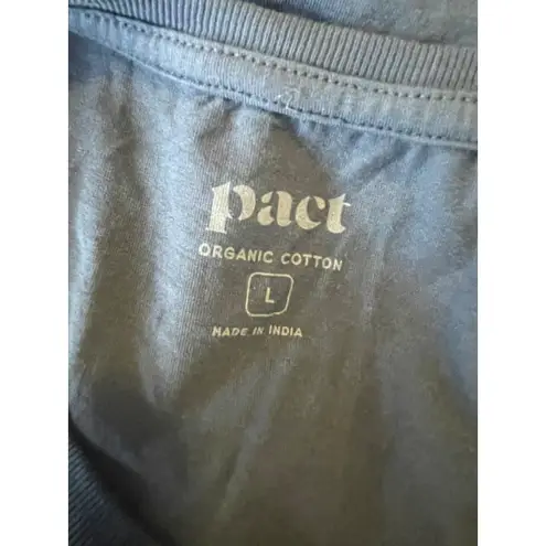 Pact Organic Cotton Blue T Shirt Size L Crew Neck Short Sleeve Tee Top Size L