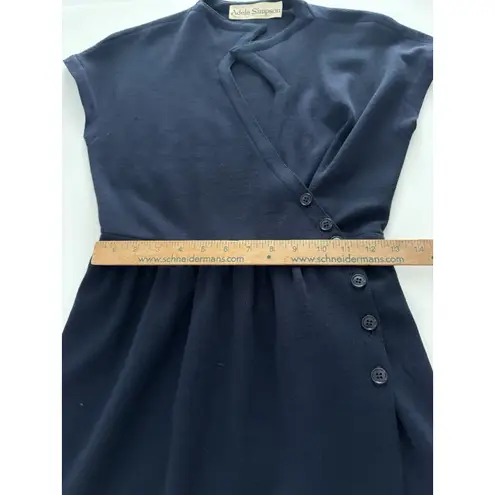 Vintage Adele Simpson Wrap Dress Size 6 Navy Blue Heritage Quiet Luxury Bergdorf