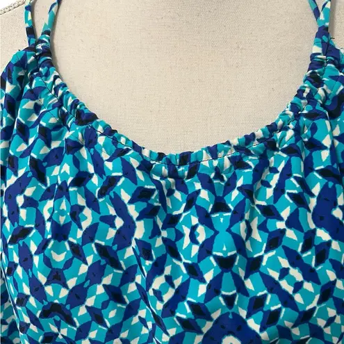Eco Beach Blue Geometric Racerback Tankini Swimwear Top XL