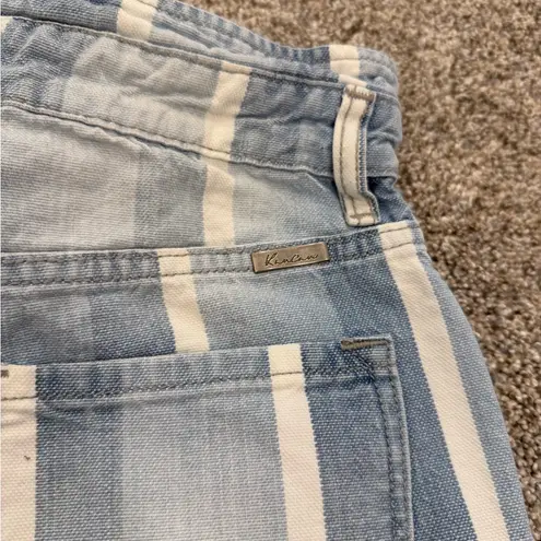 KanCan Blue and White Striped Jean Shorts Size M