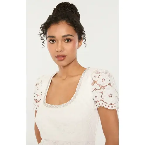 Likely Isa Dress in White 6 New Womens Lace Crystal Pearl Trim Mini