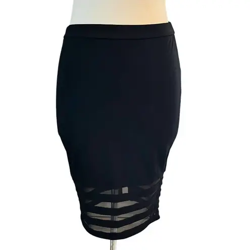 Elizabeth and James Black Suna Mesh Panel Pencil Stretchy Skirt XS EUC