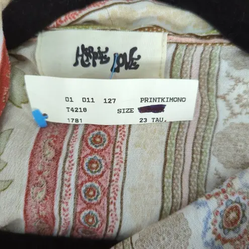 Hippie Love Womens Kimono Multicolored Printed Fringe S