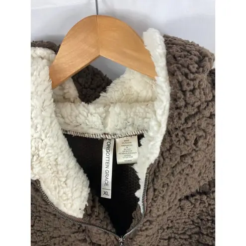Forgotten Grace NWOT Hooded Quarter Zip Faux Shearling Pullover XL