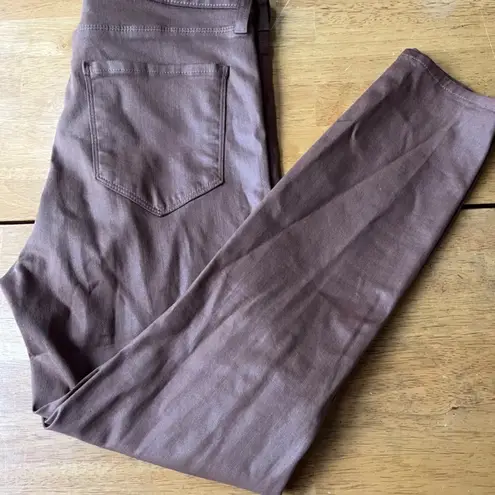 L'Agence Micro Boot Stretch Tan Leather Look Coated Denim Jeans, Size 30