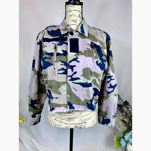 Zadig & Voltaire Cropped Camouflage Print Denim Jacket M